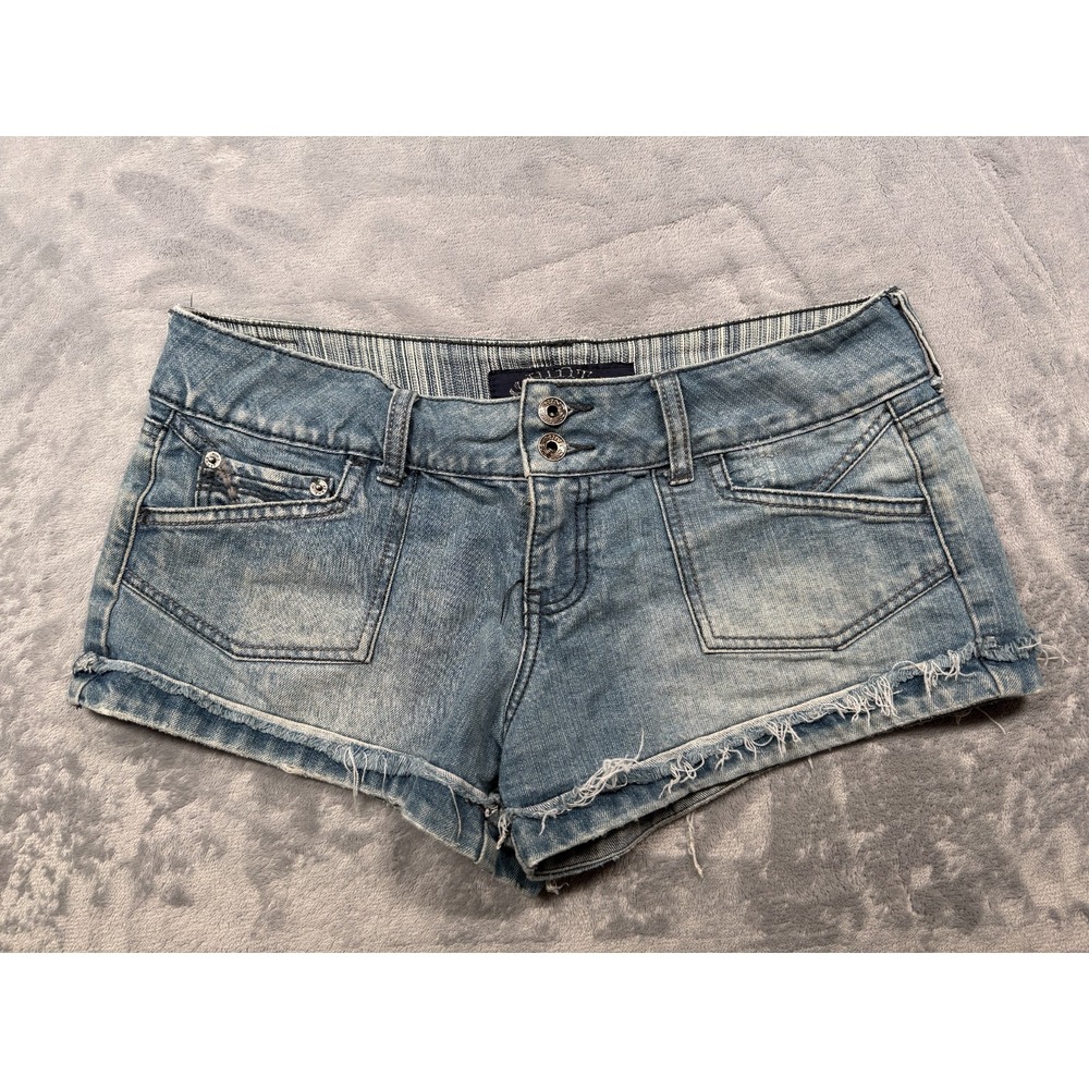 Hint Jeans Denim Shorts Womens 9 Blue Pockets Streetwear Double-Button Low Rise
